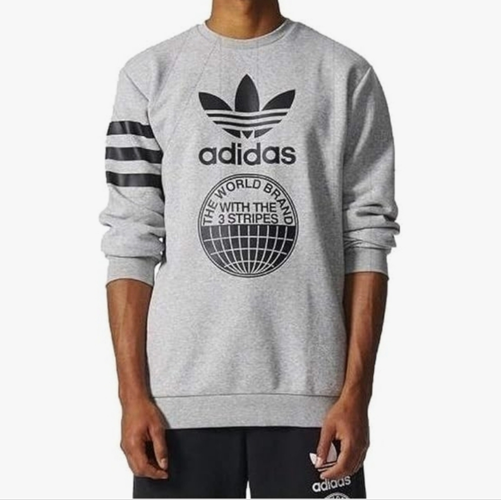 Adidas Street Men's Graphic Gray Sweater with Black Logo